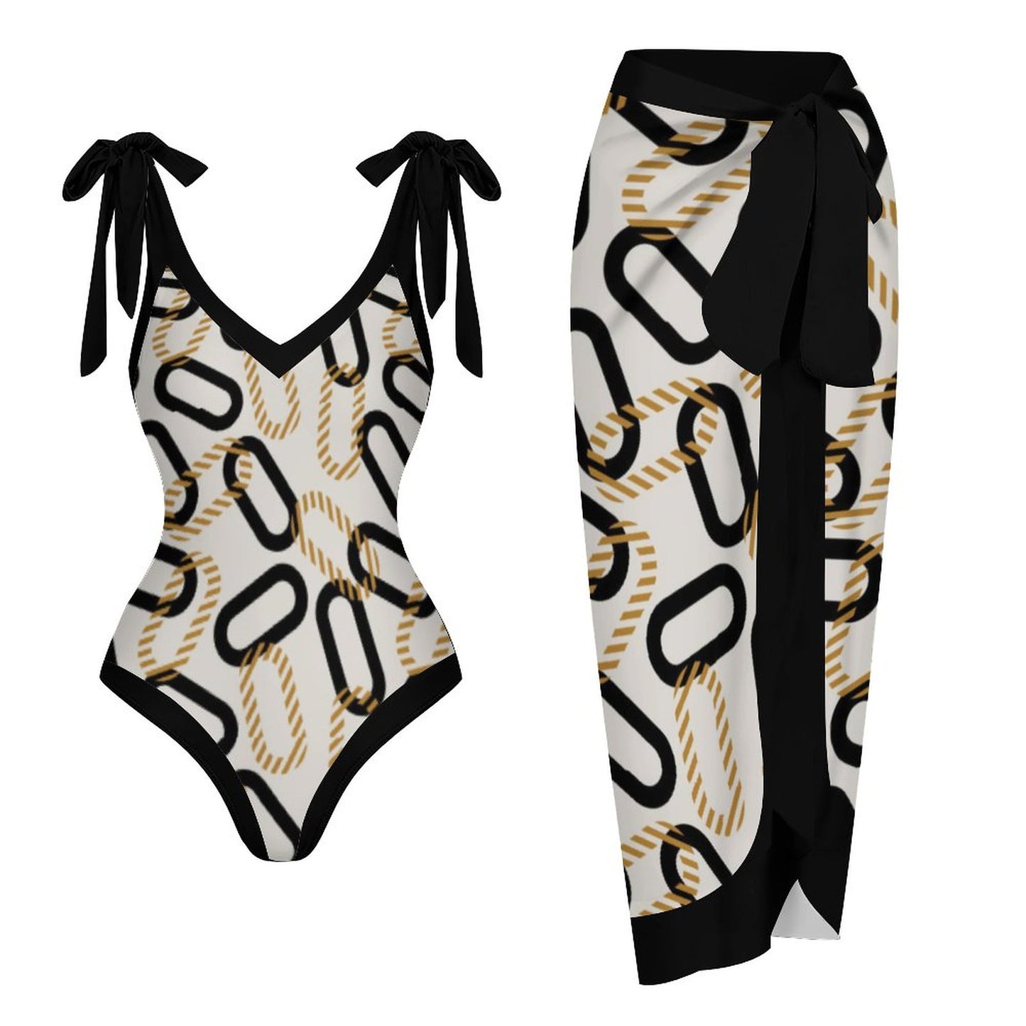 Casual Printed One-Piece Swimsuit And Cover Up 2305102681