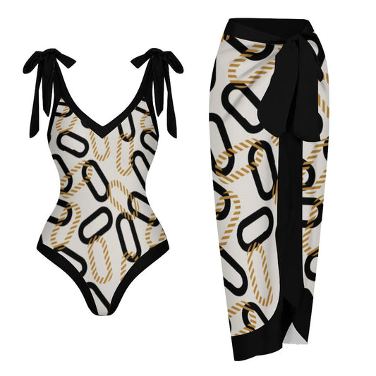 Casual Printed One-Piece Swimsuit And Cover Up 2305102681