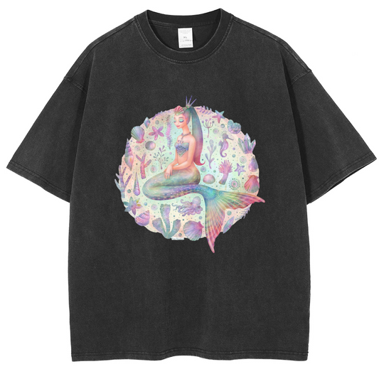 Mens Cotton Wash Solid T-Shirts Oversized Unisex Short Sleeve Streetwear Rap Hip Hop Basic Tee Tops