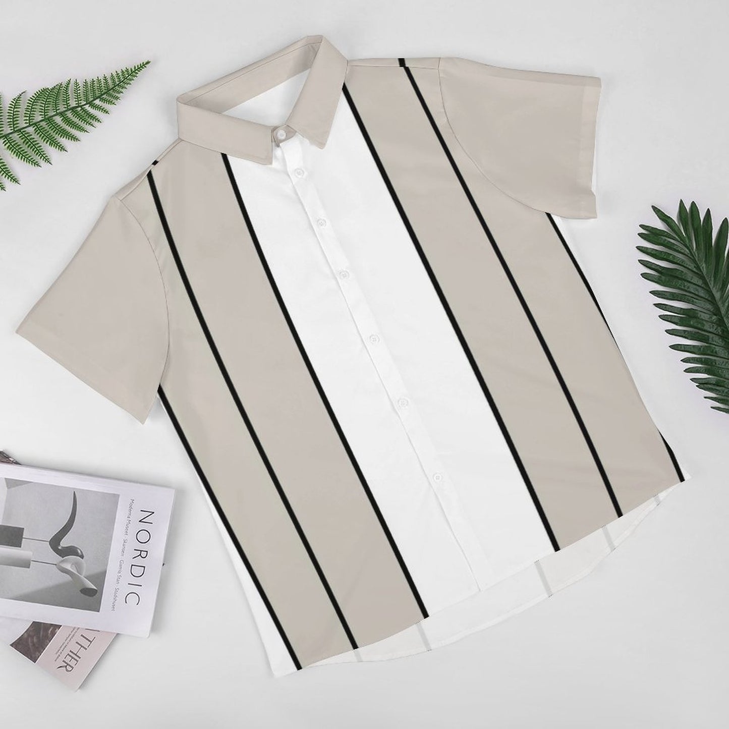 Men's Geometric Stripe Short Sleeve Shirt
