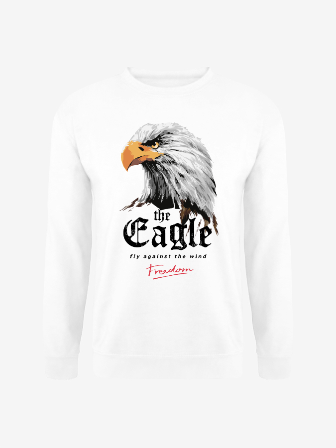Unisex Round Neck Casual Eagle Printed Long Sleeve Sweatshirt