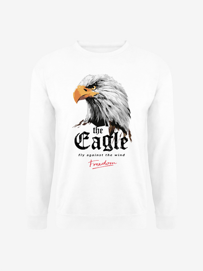 Unisex Round Neck Casual Eagle Printed Long Sleeve Sweatshirt