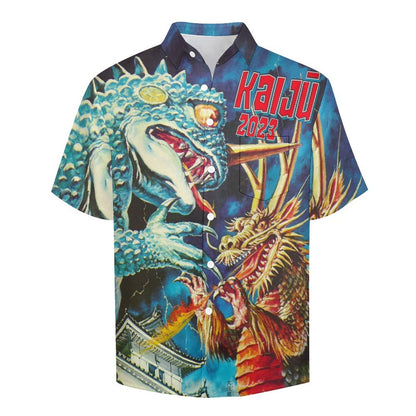 Men's Cotton Monster Print Vacation Hawaiian Shirt 2306101229