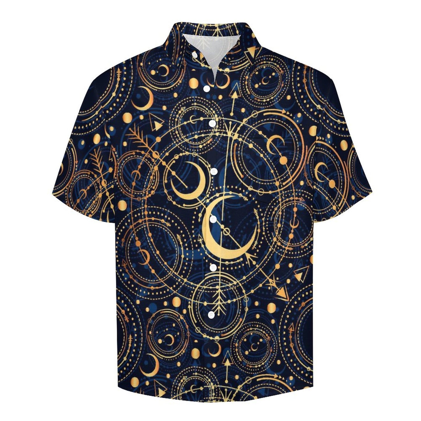 Men's Star And Moon Print Vacation Hawaiian Shirt 2306104045