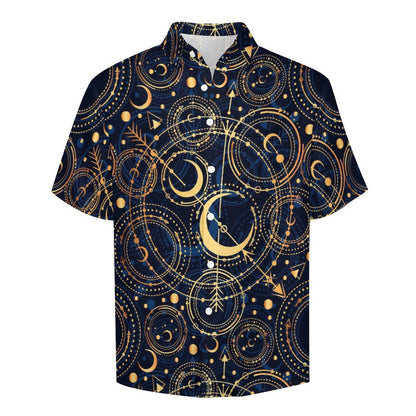 Men's Star And Moon Print Vacation Hawaiian Shirt 2306104045
