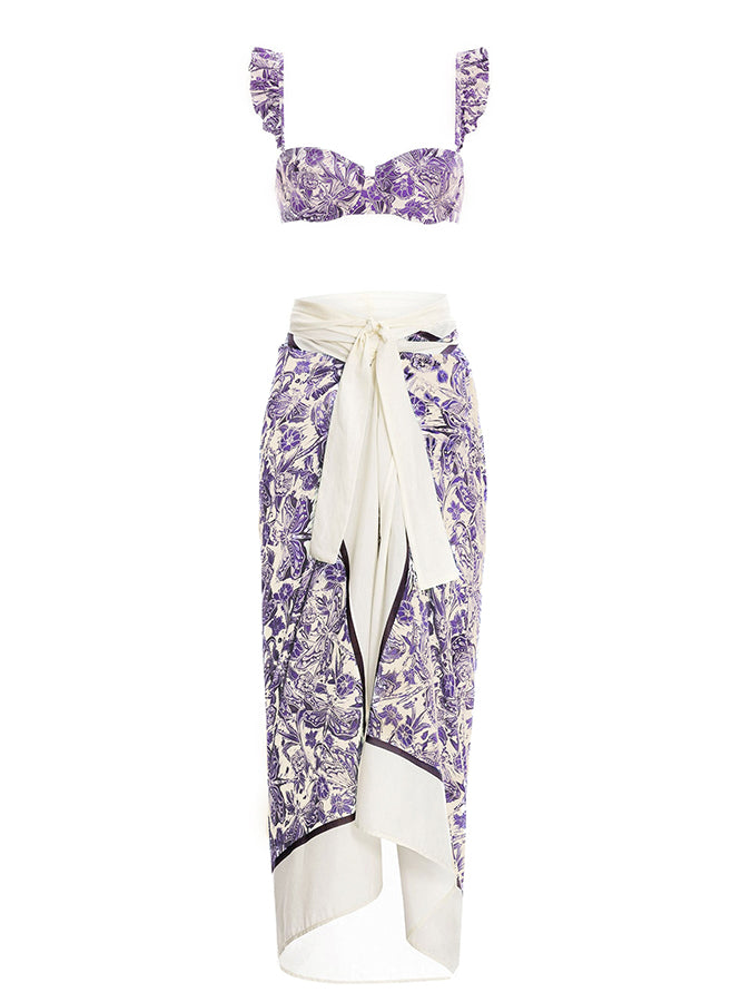 Purple Print Swimsuit  and Coverup