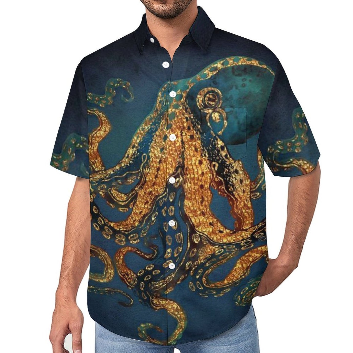 Men's Hawaiian Print Lapel Shirt 2304106415