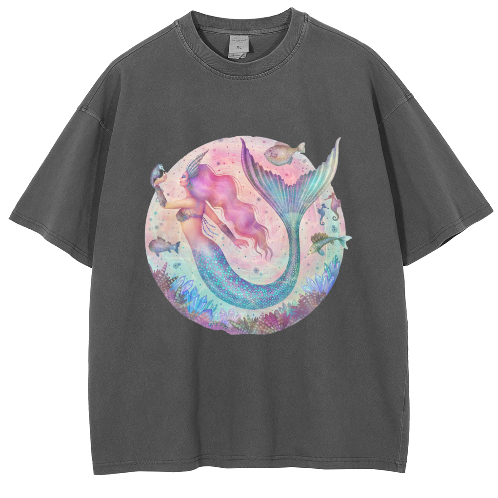Mens Cotton Wash Solid T-Shirts Oversized Unisex Short Sleeve Streetwear Rap Hip Hop Basic Tee Tops