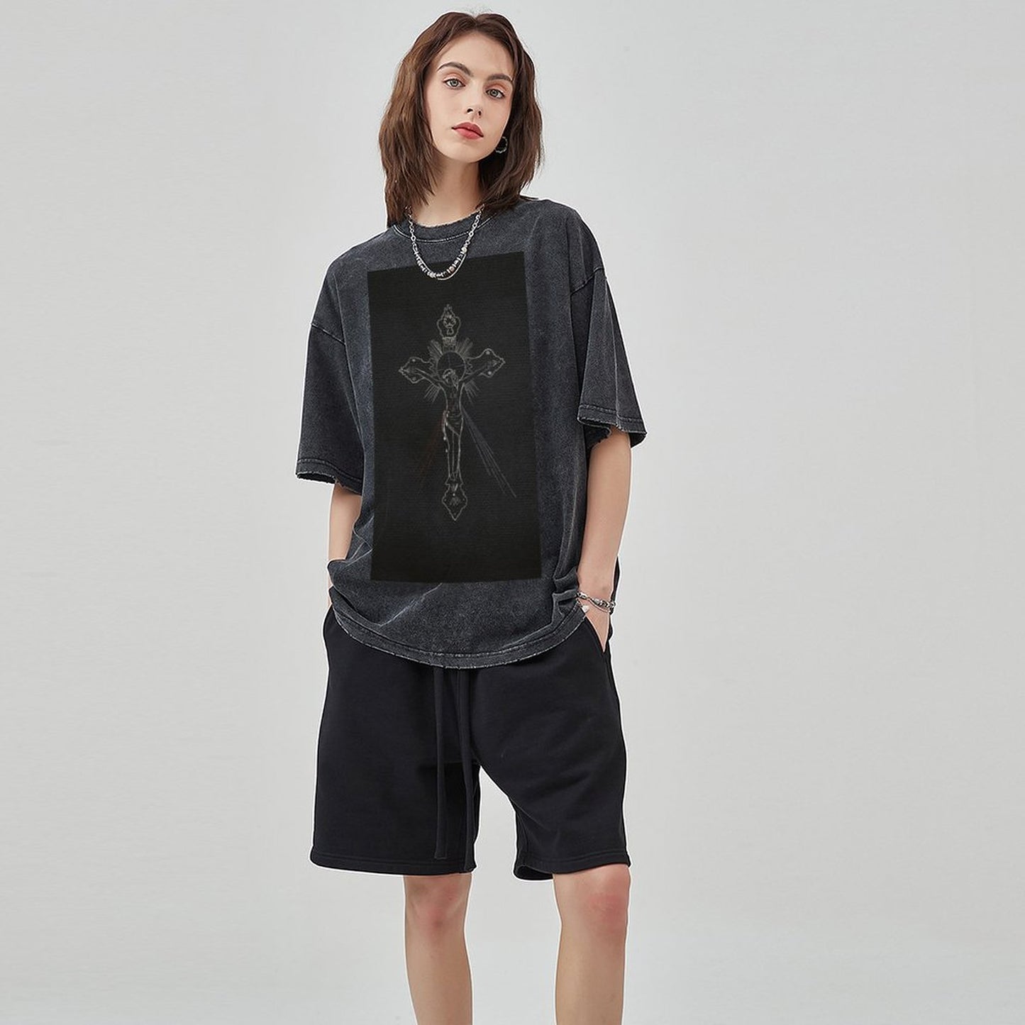 Unisex Vintage Solid Wash T-Shirts 2305103960