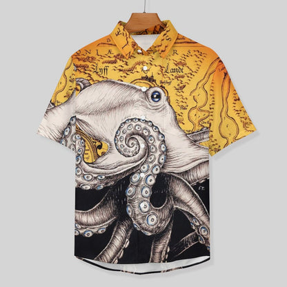 Men's Octopus Painted Art Print Vacation Hawaiian Shirt 2305106289