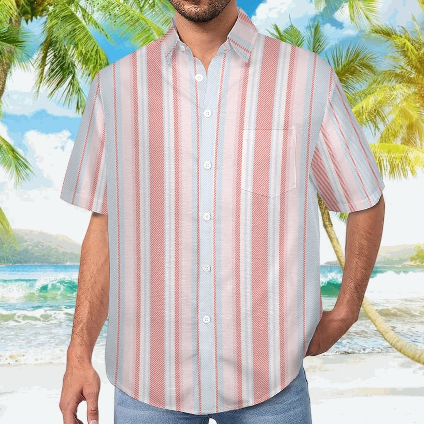 Men's Hawaiian Print Lapel Shirt 2304103743