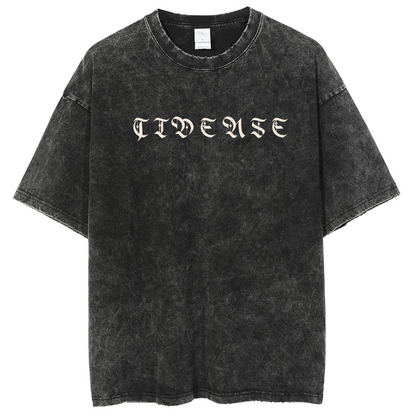 Mens Cotton Wash Solid T-Shirts Oversized Unisex Short Sleeve Streetwear Rap Hip Hop Basic Tee Tops