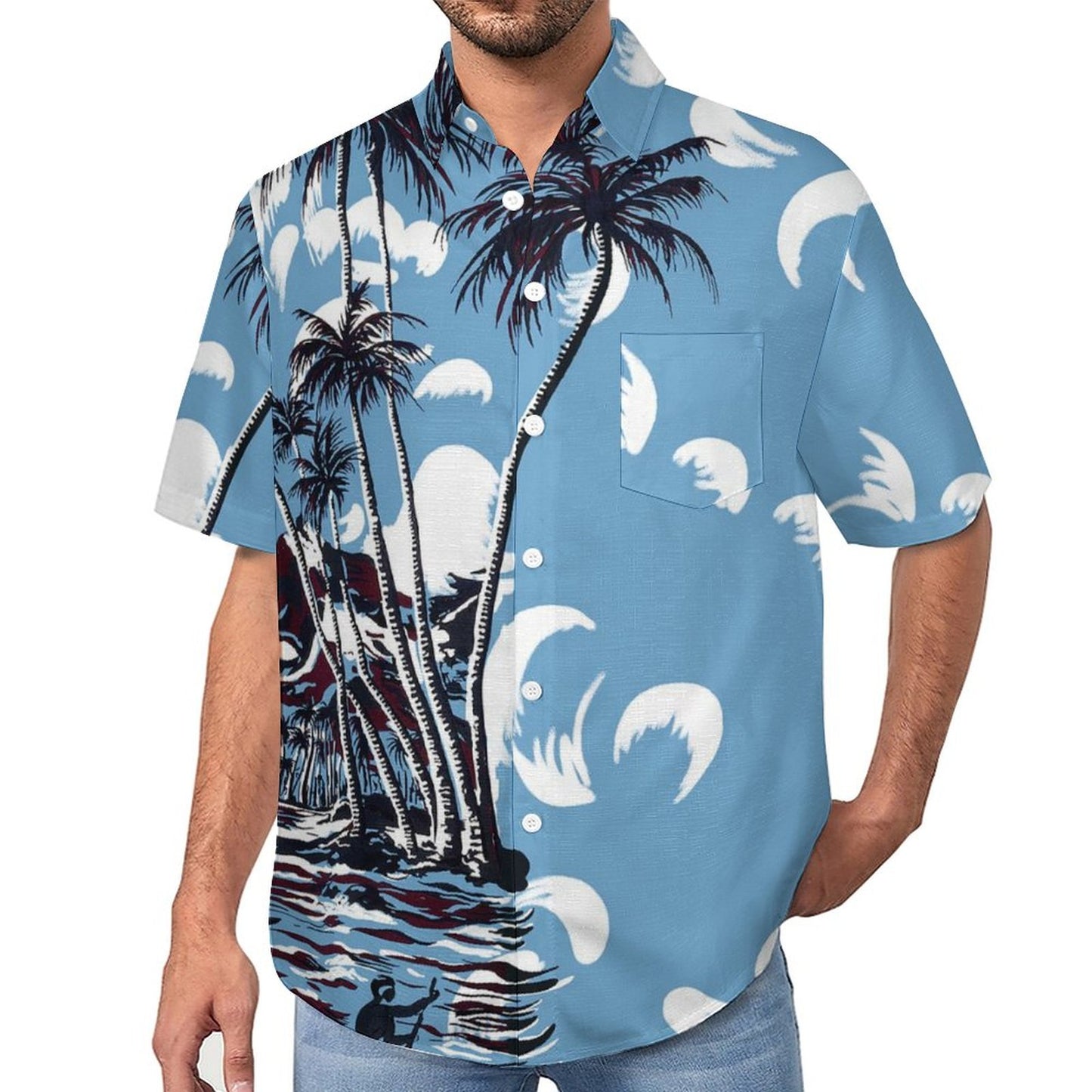 Men's Beach Botanical Print Vacation Hawaiian Shirt 2306104581