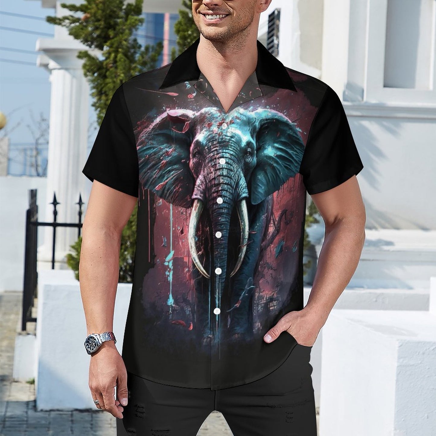 Men Hawaiian Casual Short Sleeve Shirt 2306101369