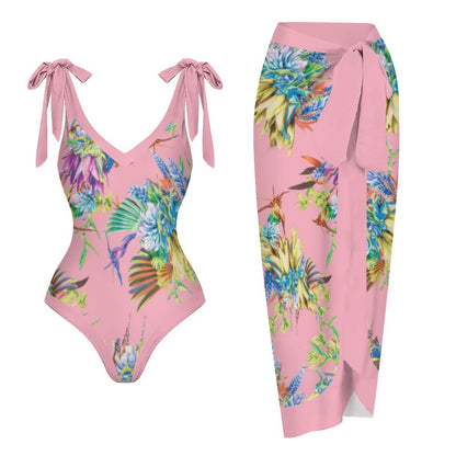 Casual Printed One-Piece Swimsuit And Cover Up 2305102743