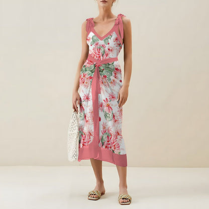 Casual Printed One-Piece Swimsuit And Cover Up 2305102886