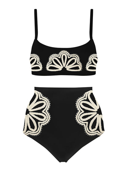 White Simple Print Fashion Bikini Swimsuit