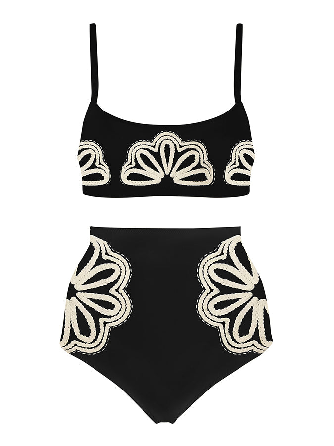White Simple Print Fashion Bikini Swimsuit