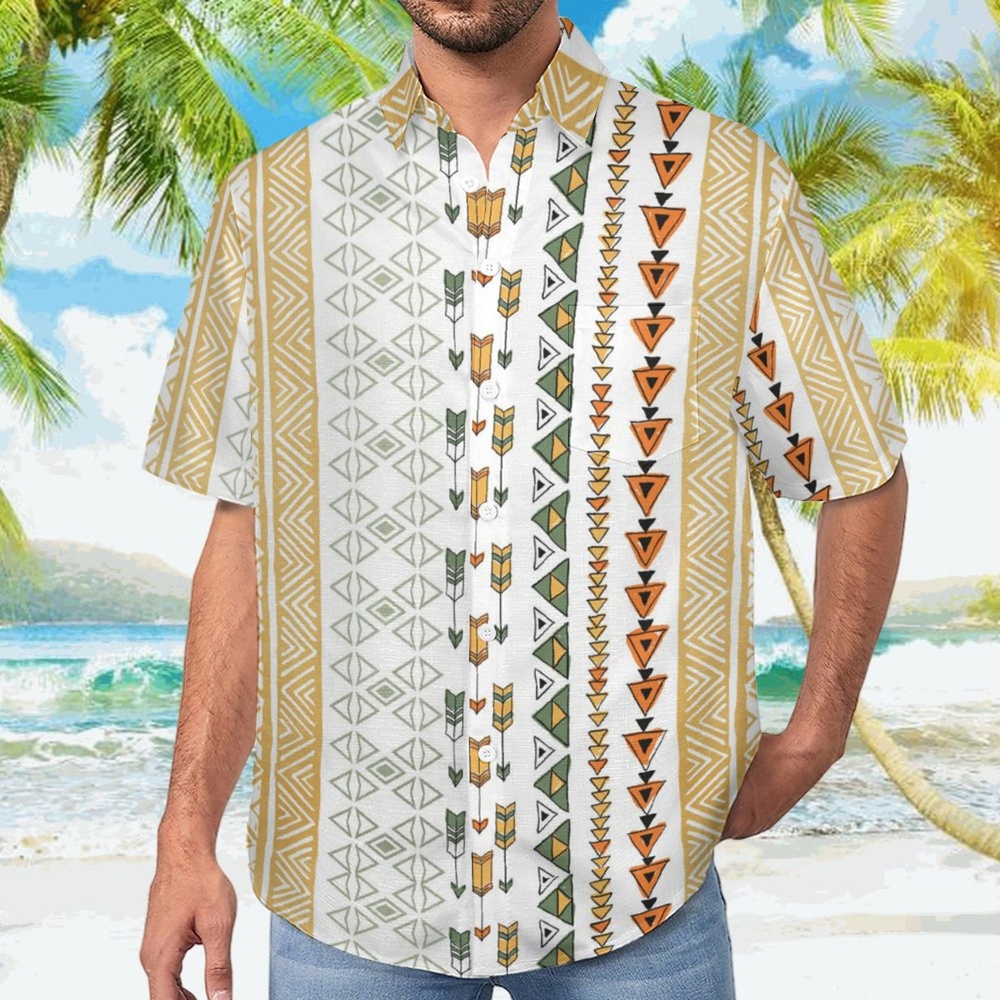Men's Hawaiian Print Lapel Shirt 2304103753