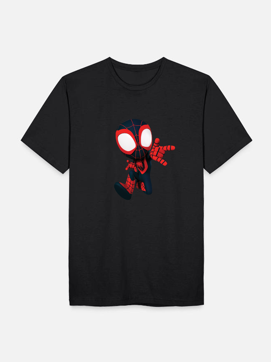 Men's Casual Mini Spider-Man Printed Round Neck Short Sleeve T-Shirt