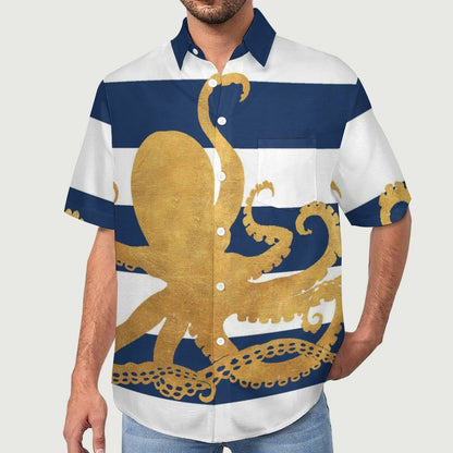 Men's Octopus Painted Print Vacation Hawaiian Shirt 2305106279