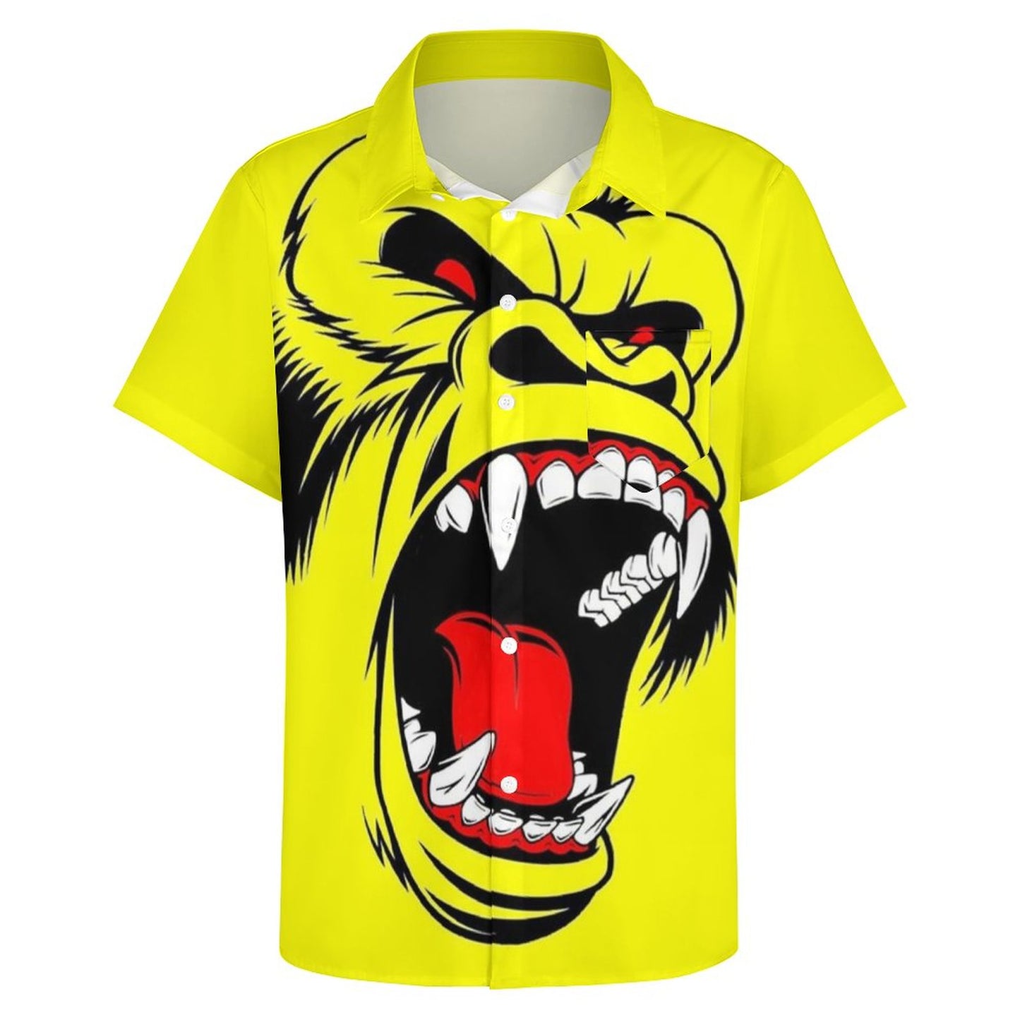 Men's Hawaiian Gorilla Print Casual Short Sleeve Shirt 2306102681