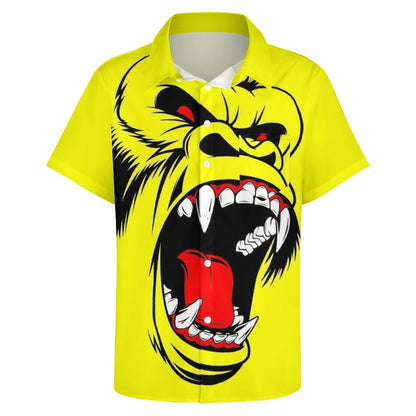 Men's Hawaiian Gorilla Print Casual Short Sleeve Shirt 2306102681