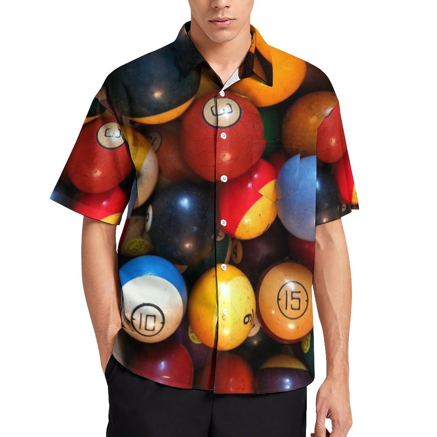 Men's Pool Print Casual Short Sleeve Shirt 2306102518