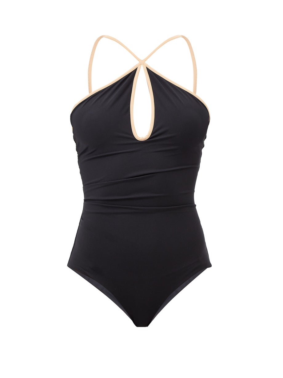 Solid Cutout One-Piece Swimsuit and Coverup