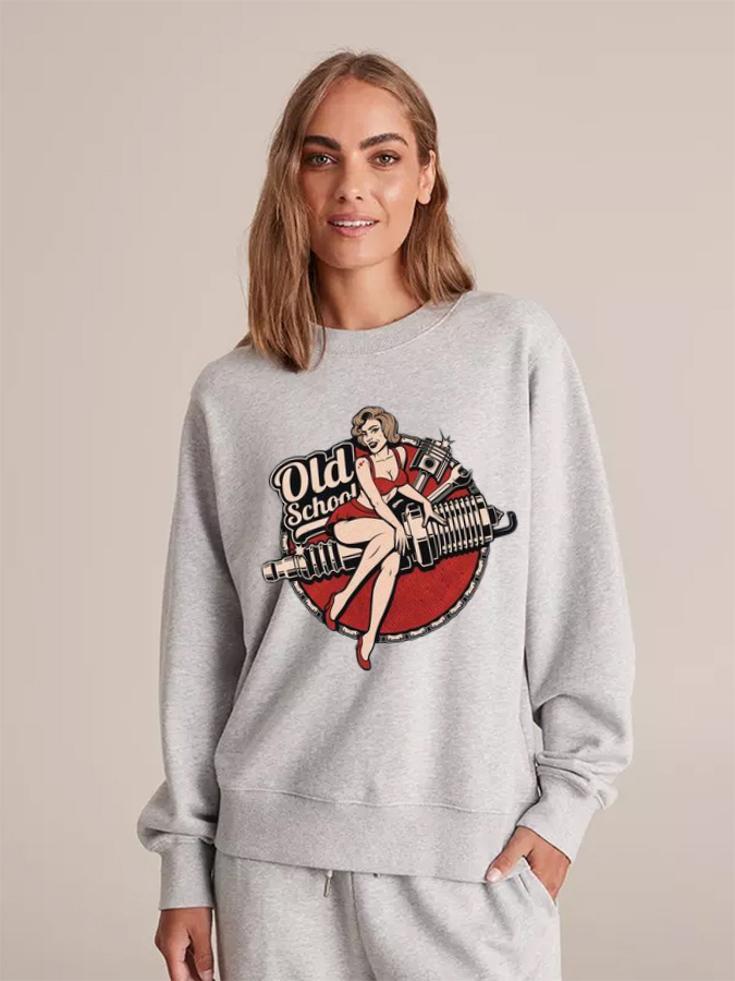 Unisex Round Neck Casual Printed Long Sleeve Sweatshirt