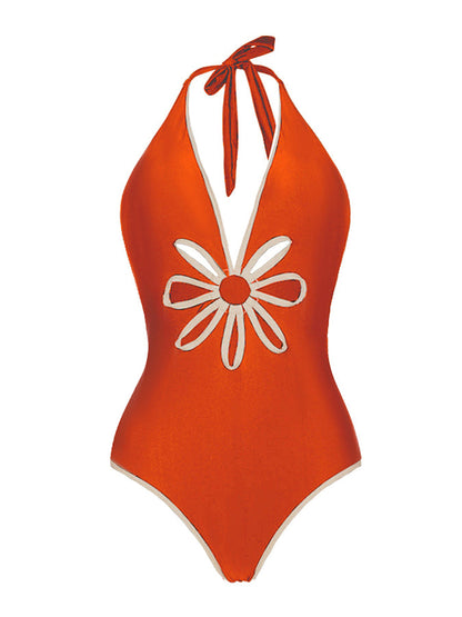 Fashion Deep V One Piece Swimsuit Set