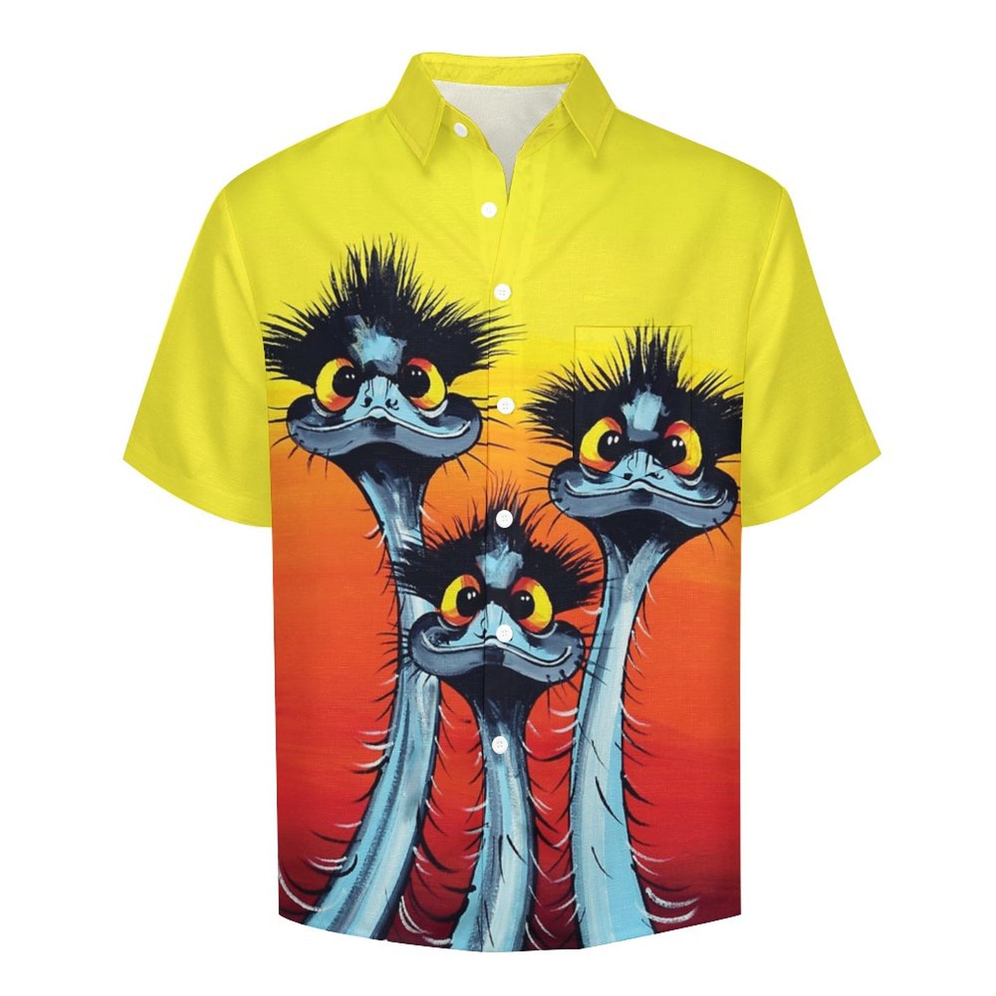 Men's Ostrich Painted Print Vacation Hawaiian Shirt