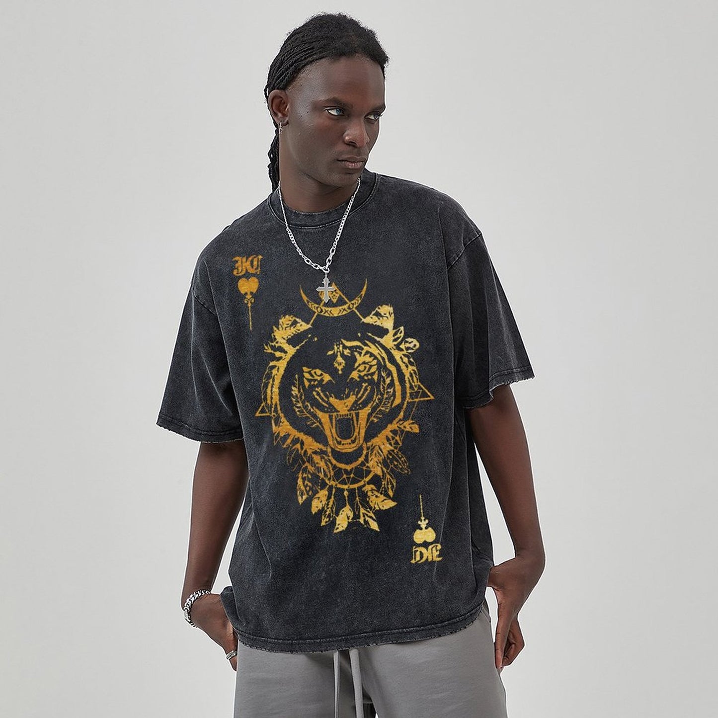 Mens Cotton Wash Solid T-Shirts Oversized Unisex Short Sleeve Streetwear Rap Hip Hop Basic Tee Tops 2305101621