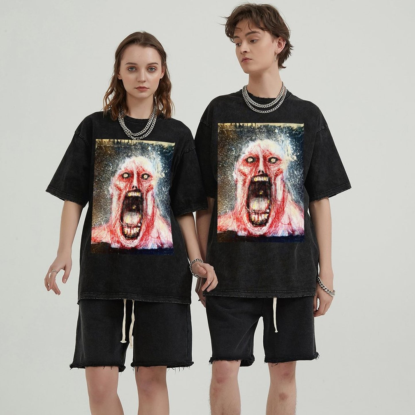 Unisex Vintage Solid Wash T-Shirts 2305104076
