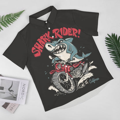 Men's Hawaiian Shark Print Resort Shirt