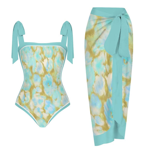 Fashion Printed One Piece Swimsuit And Cover Up 2305105538
