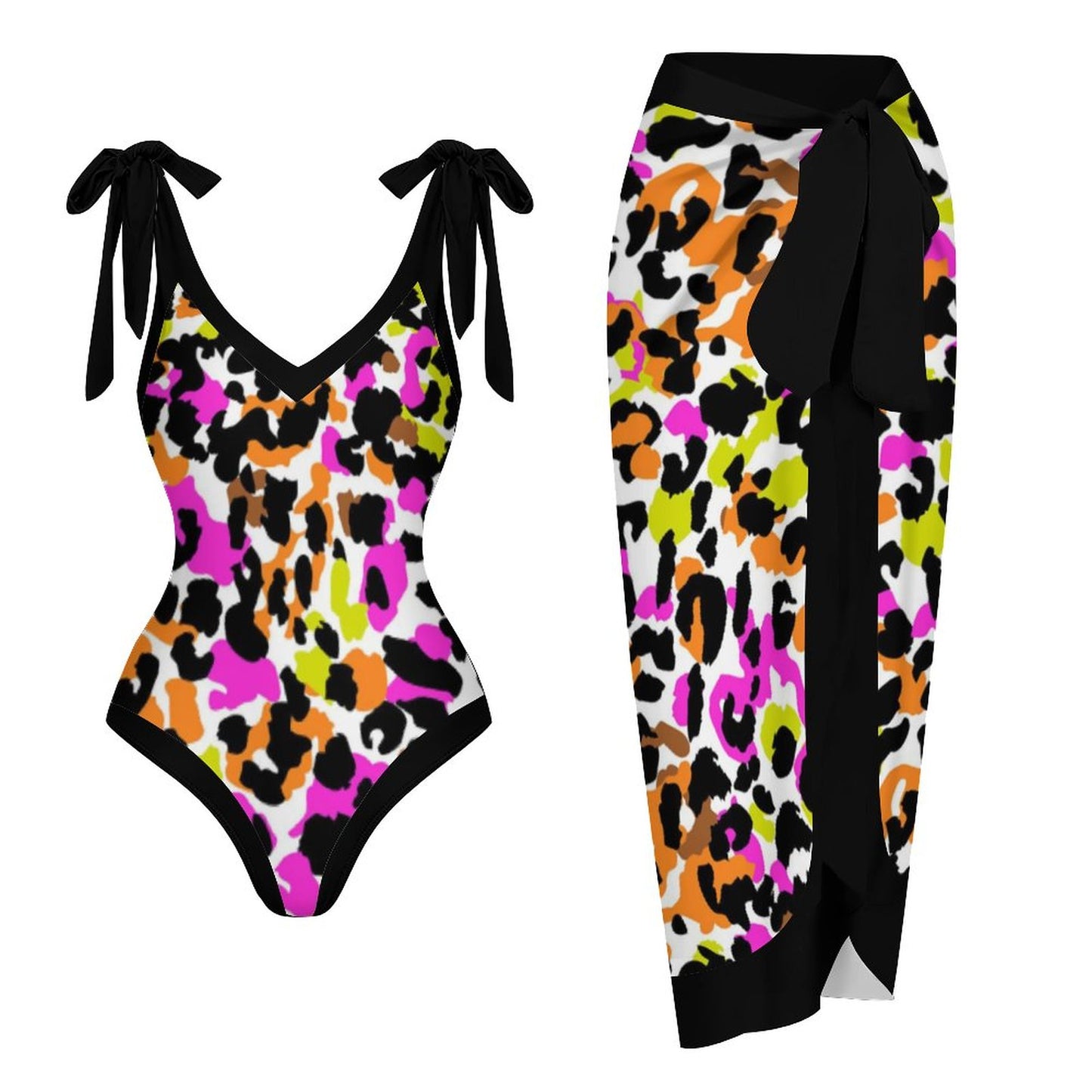 Casual Printed One-Piece Swimsuit And Cover Up 2305102675