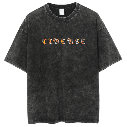 Mens Cotton Wash Solid T-Shirts Oversized Unisex Short Sleeve Streetwear Rap Hip Hop Basic Tee Tops