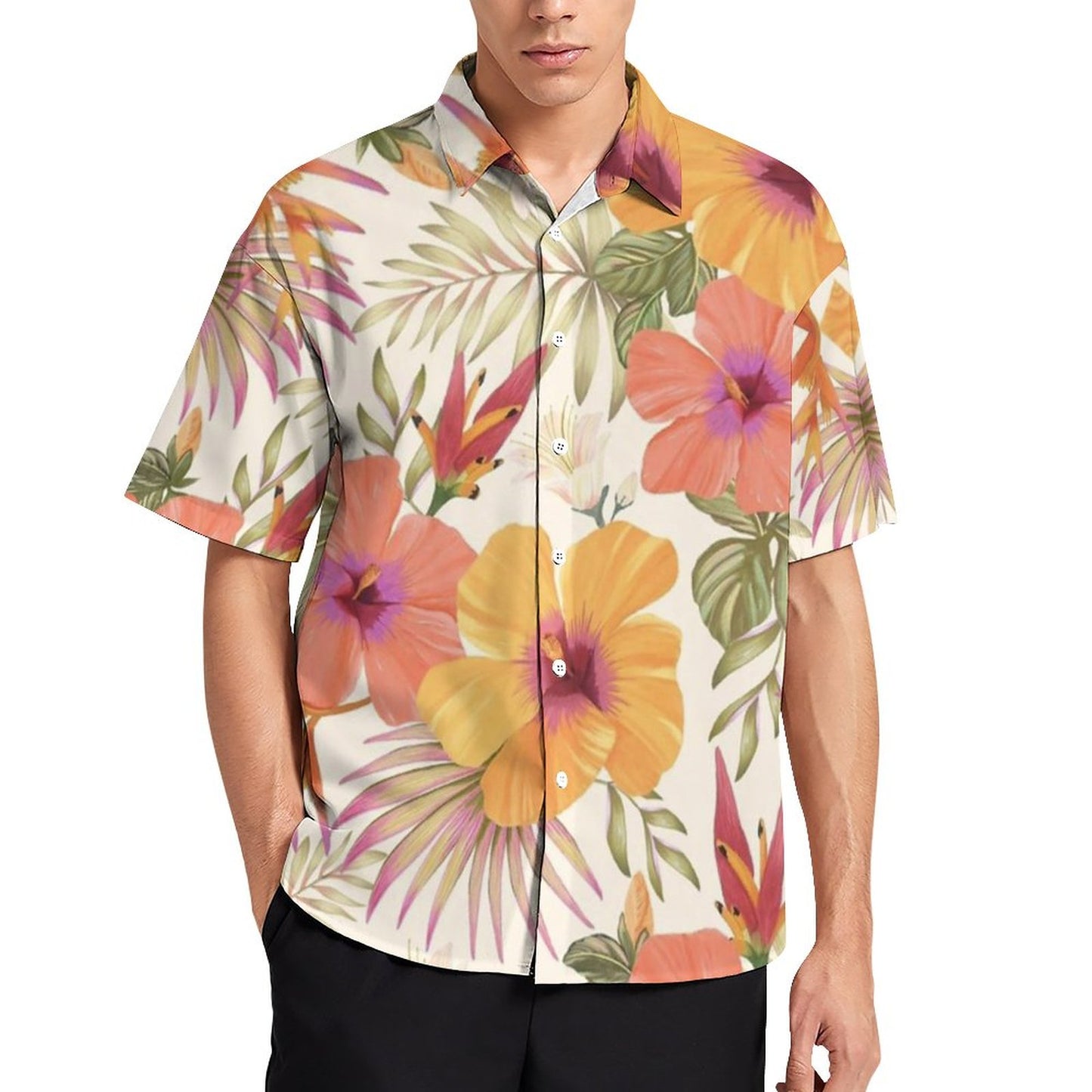 Men's Hawaiian Print Resort Shirt 2305101552