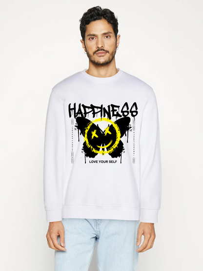 Men's Happiness Round Neck Casual Printed Long Sleeve Sweatshirt