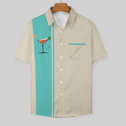 Men's Hawaiian Cocktail Print Resort Shirt 2306101926