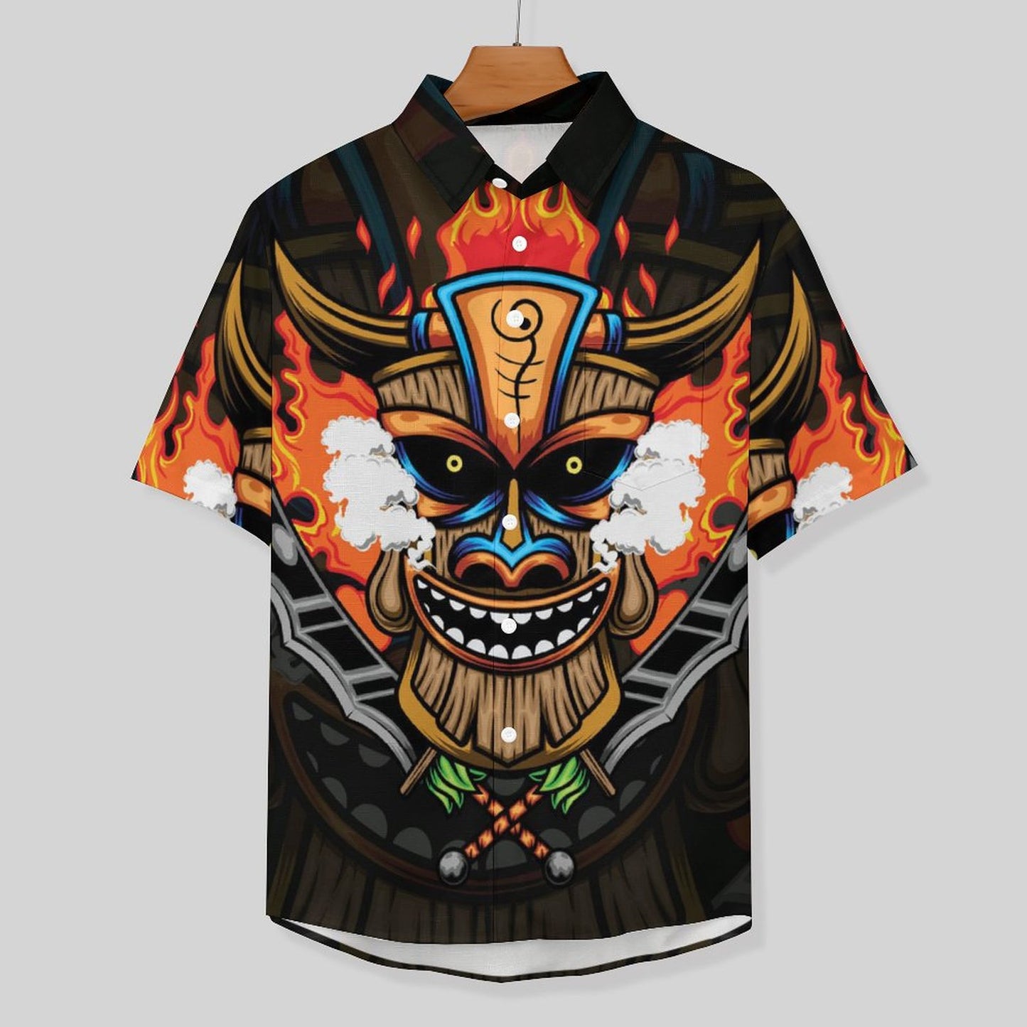Men's TIKI Print Casual Short Sleeve Shirt 2306102581