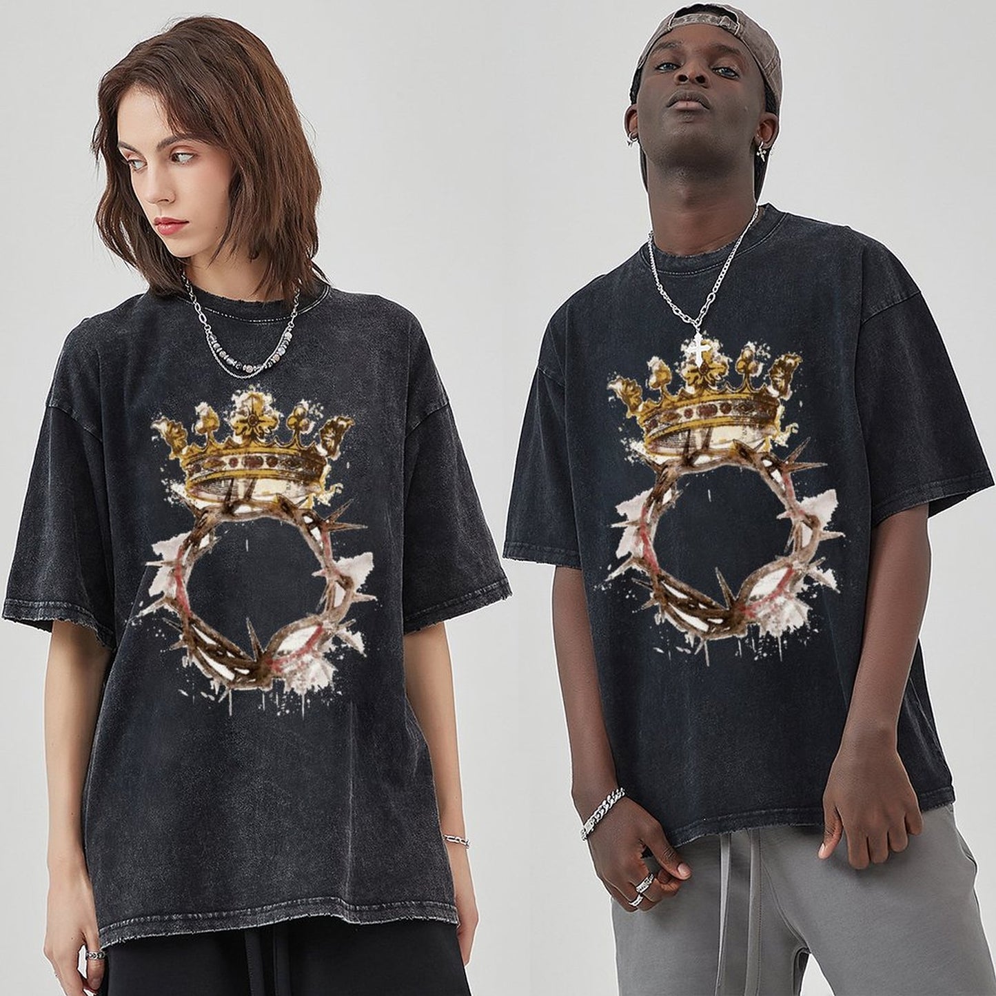 Unisex Vintage Solid Wash T-Shirts 2305103947