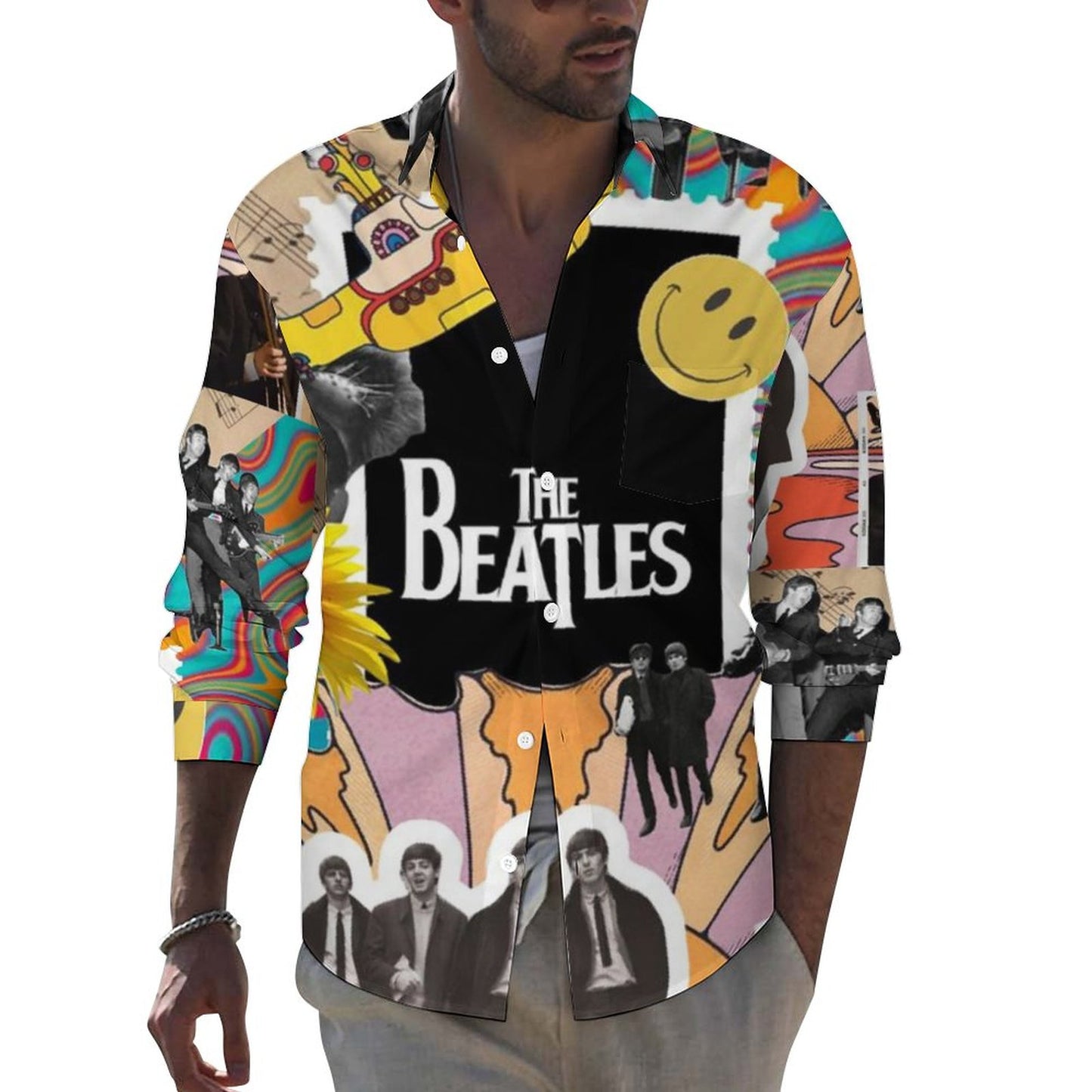 Men's Casual Printed Long Sleeve Shirt 2306103095