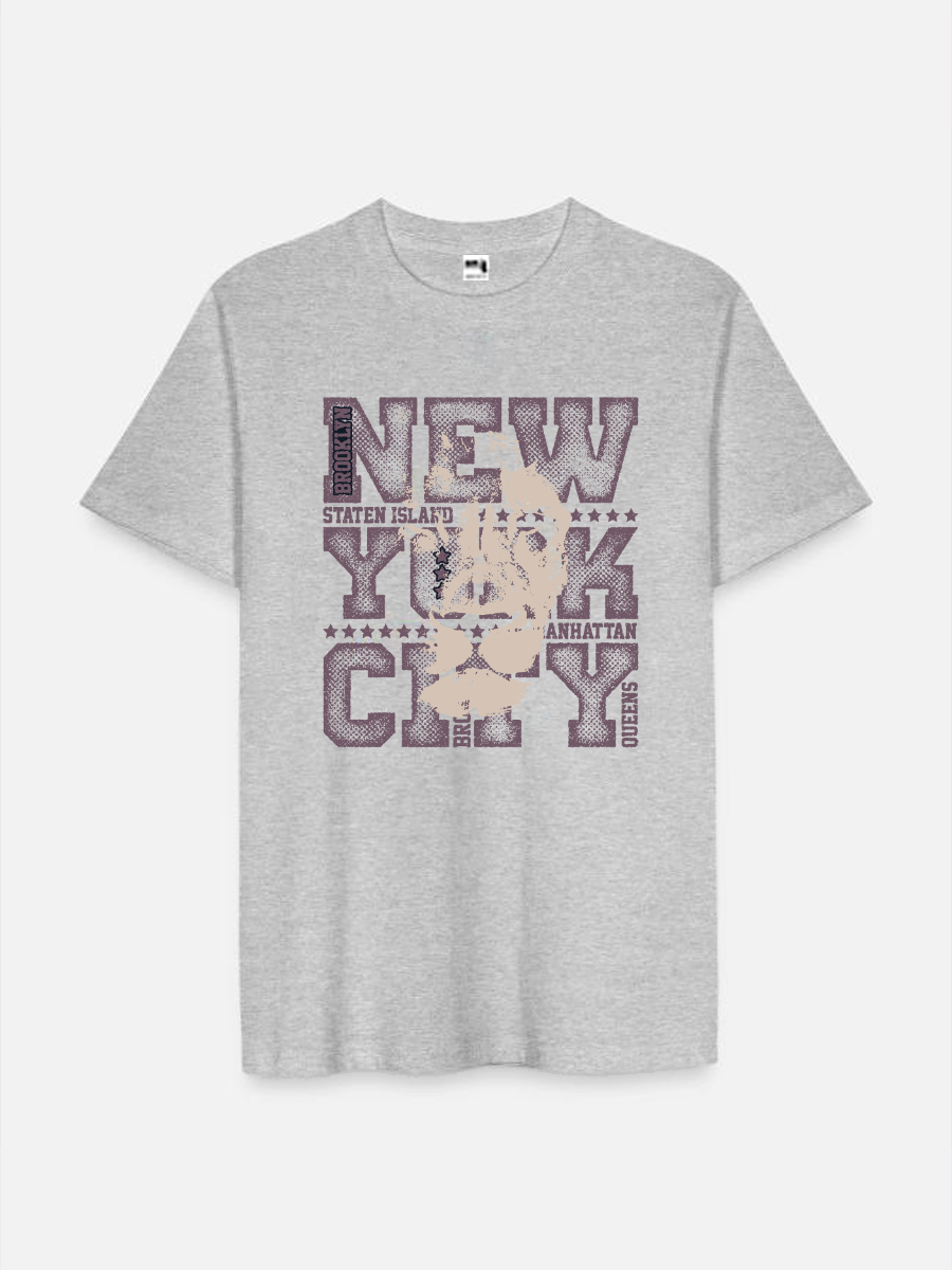 Men's Casual Letter Printed Round Neck Short Sleeve T-Shirt