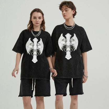 Unisex Vintage Solid Wash T-Shirts 2305102836
