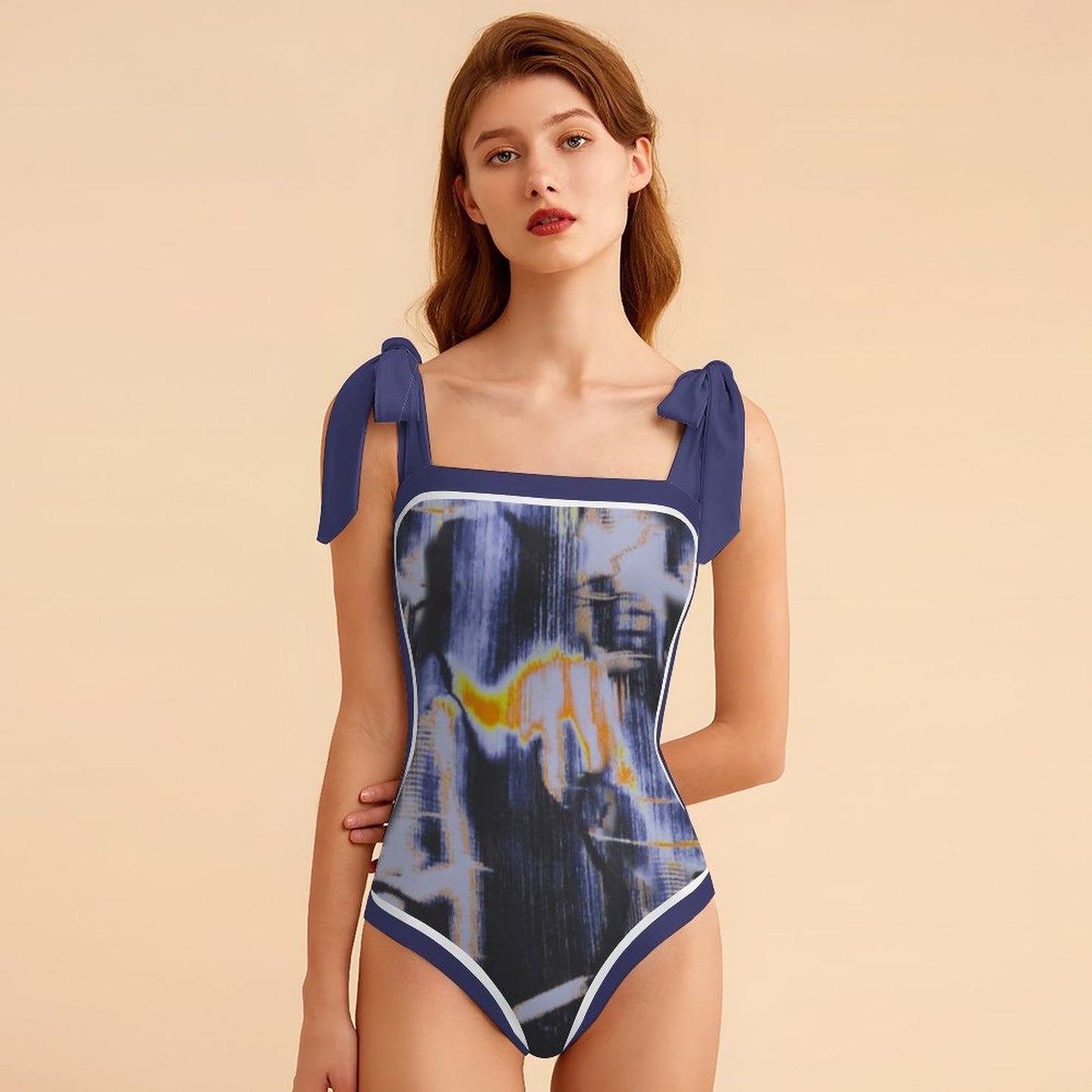 Fashion Printed One Piece Swimsuit And Cover Up 2305104442