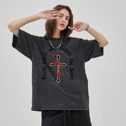Unisex Vintage Solid Wash T-Shirts 2305102854