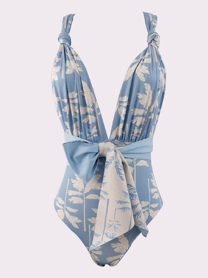 Fashion Print Beach One Piece Swimsuit and Cover Up