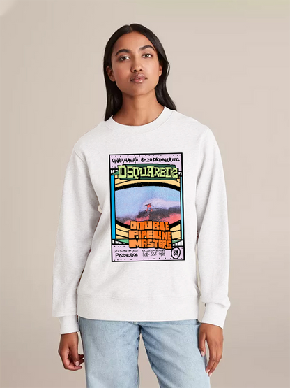 Unisex Round Neck Casual Vintage Printed Long Sleeve Sweatshirt
